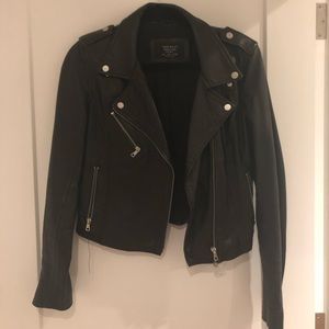 Zara Genuine Leather Moto Jacket